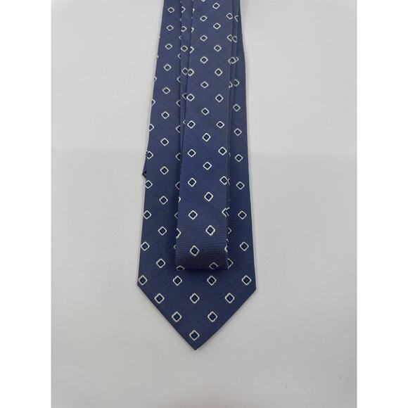 Boggi Milano Made In Italy Blue Men's Neck Tie W/ White Squares - Picture 12 of 14